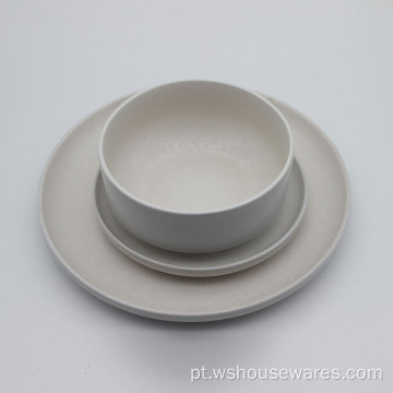 Solid Two Tone Color With Art Ceramic Dinner Set